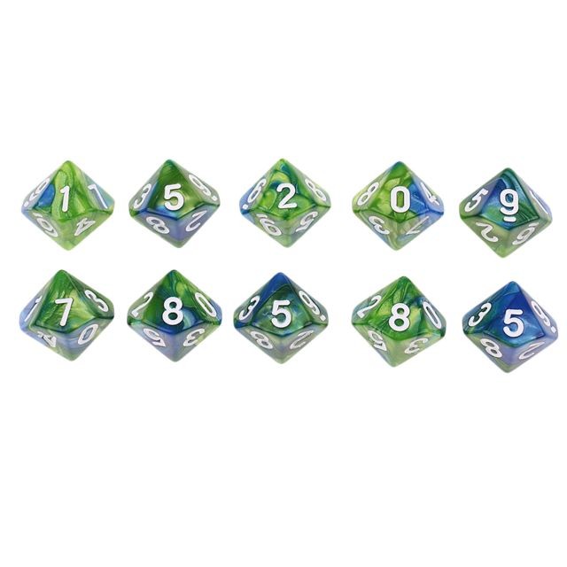 marque generique - 10pcs 10 face d10 polyhedral dice couleur double pour dnd rpg mtg vert bleu marque generique  - Jeux de rôles