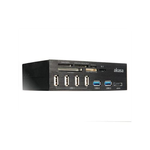 Akasa - Lecteur de cartes mémoires 5,25'' - 2x USB 3.0/4x USB 2.0/1x eSATA Akasa   - Lecteur carte mémoire
