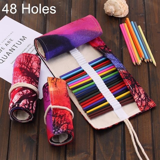 Wewoo - Porte-stylo 48 Emplacements Sunset Tree Print Pen Sac Toile Crayon Wrap Rideau Roll Up Cas Papeterie Poche Wewoo  - Roll up