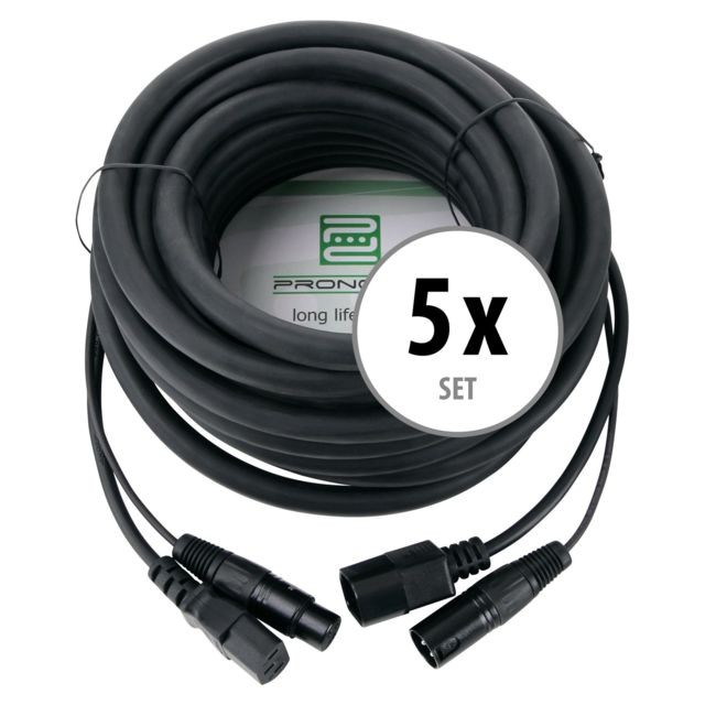 Câble antenne Pronomic Set de 5 Pronomic Stage IECD-10 DMX câble hybride C/DMX 10m
