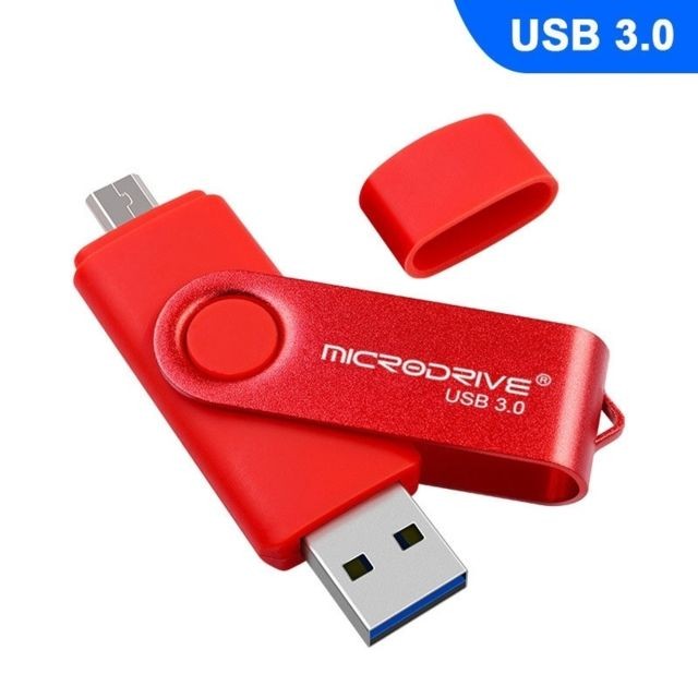 Wewoo - Clé USB MicroDrive 64 Go USB 3.0 Téléphone et ordinateur Android Disque U rotatif à double usage en métal Rouge Wewoo  - Cle android