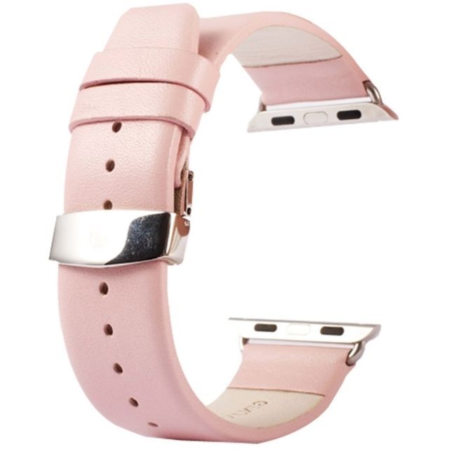 Wewoo - pour Apple Watch 38mm à la texture subtile avec double boucle Bracelet en cuir véritable avec connecteur (rose) Wewoo - Idées cadeaux anniversaire