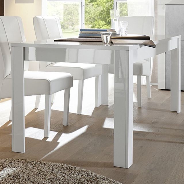 Kasalinea - Table à manger blanc laqué brillant design BROOKLYN - Avec rallonge - L 180 cm - Kasalinea