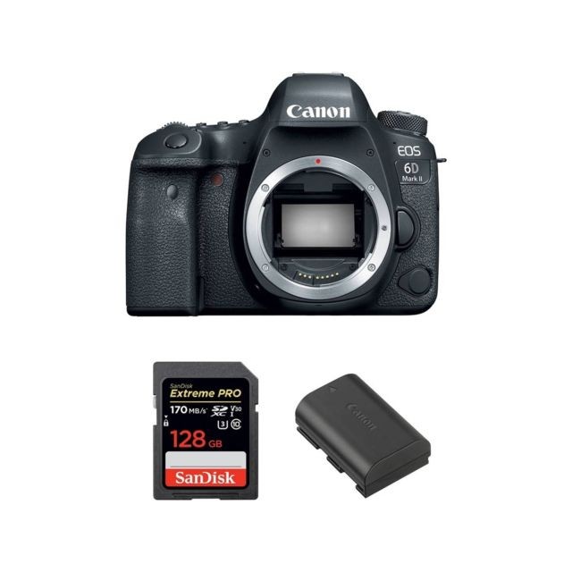 Canon - CANON EOS 6D II Body + SANDISK Extreme Pro 128GB 170MB/s SDXC + CANON LP-E6N Battery Canon  - Reflex Numérique