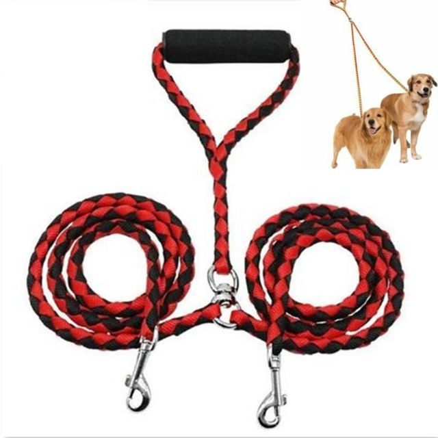 Laisse pour chien Wewoo Laisse pour chien Double Dog Leashes Anti-winding Pet Traction RopeSize 1.4m Red Black