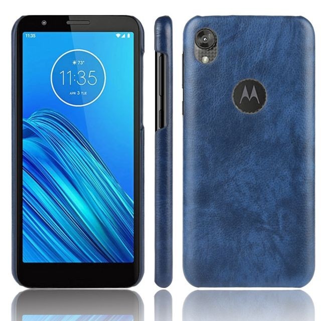 Wewoo - Coque Rigide Pour Motorola Moto E6 antichoc Litchi PC + Etui PU Bleu Wewoo  - Accessoire Smartphone