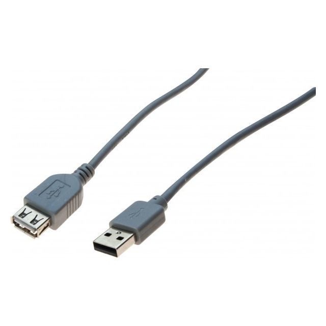 Câble USB Abi Diffusion Rallonge USB 2.0 grise - 3,0 M