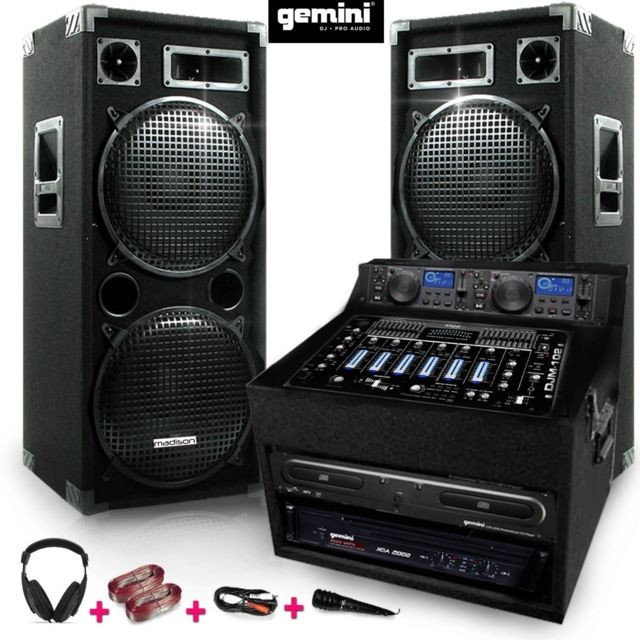 Packs DJ Gemini Pack PRO sono 2x1000W Ampli Table Mix Lecteur CD