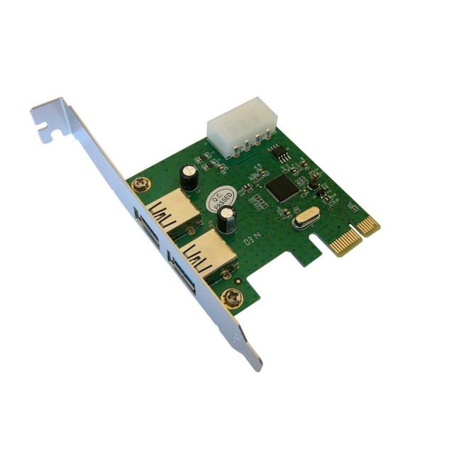 Kalea-Informatique - Carte contrôleur PCIe USB3 2 ports - Chipst ASM 1042 - USB 3.0 Superspeed 5 Gbps - Carte Contrôleur