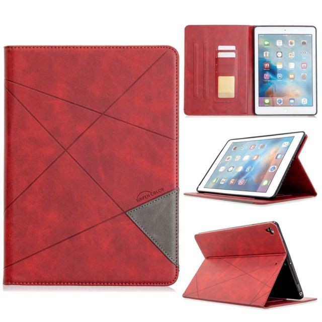 Generic - Etui en PU motif géométrique avec support rouge pour votre Apple iPad Air 2/Air (2013)/iPad 9.7 pouces (2018)/(2017)/Pro 9.7 pouces (2016) Generic  - Ipad air etui