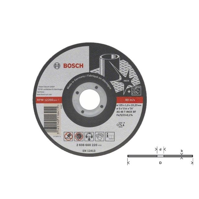 Bosch - 1 disque à tronçonner inox à moyeu plat Ø115mm BOSCH 2608600215 Bosch  - ASD