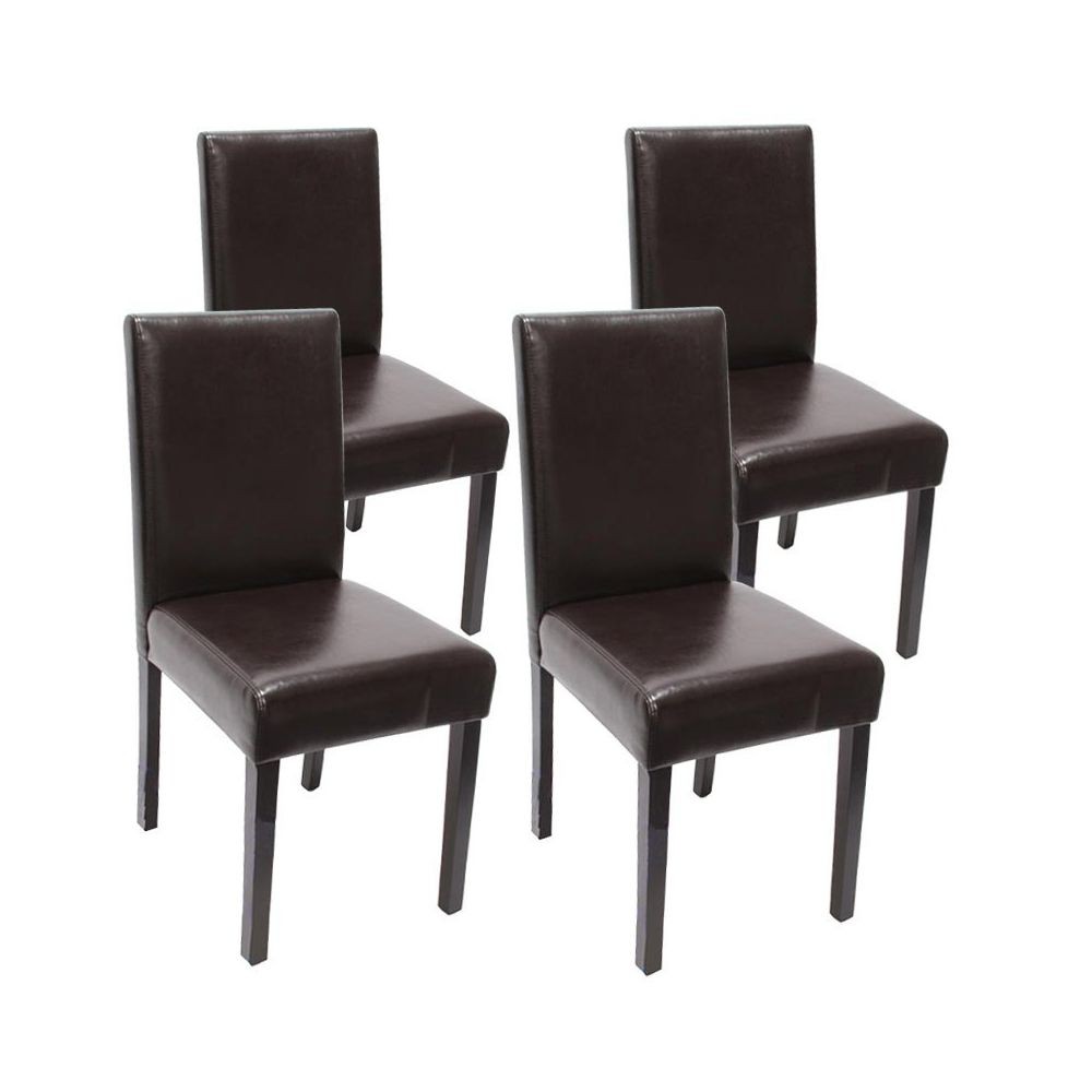 Decoshop26 Lot de 4 chaises salle à manger simili-cuir marron pieds foncés CDS04139