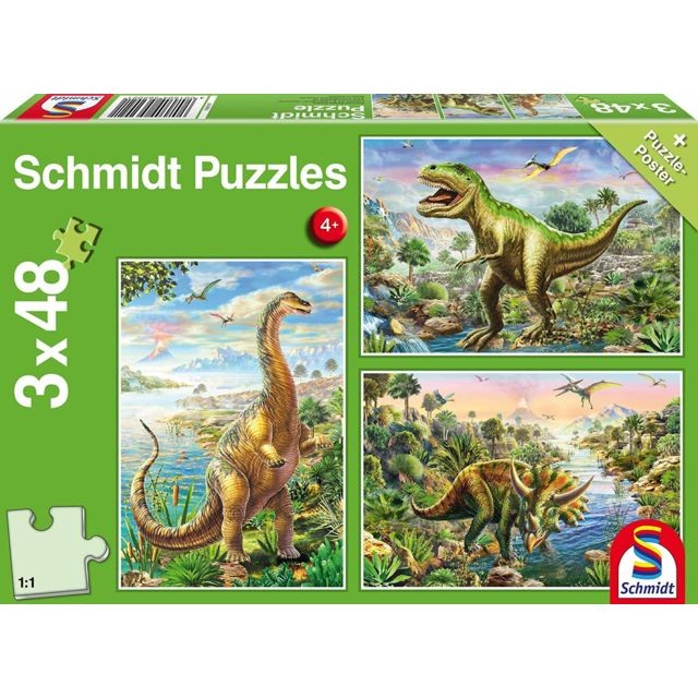 Cstore - Puzzle enfant 3x48 pieces - Aventure avec les dinosaures - SCHMIDT AND SPIELE Cstore  - Cstore