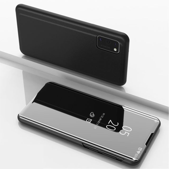 Coque, étui smartphone Generic Coque en TPU + PU voir la surface du miroir de la fenêtre avec support noir pour votre Samsung Galaxy A41