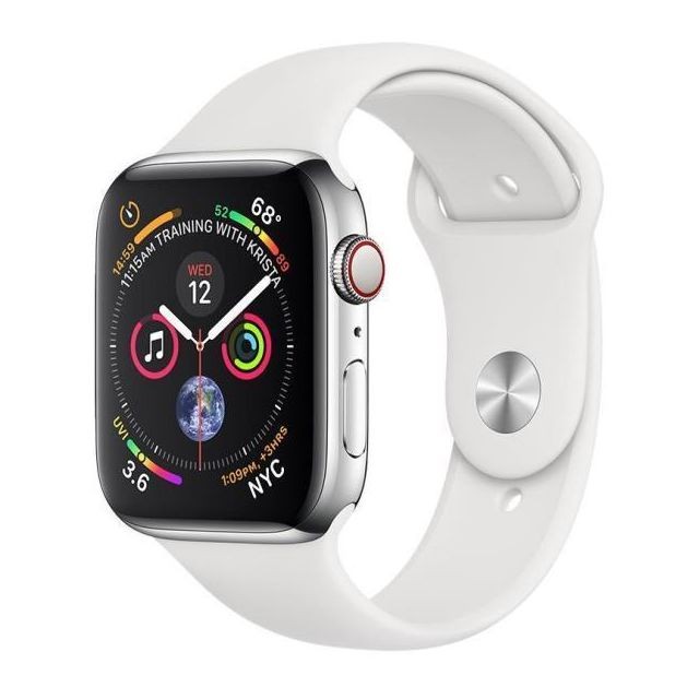 Apple - Aws 4 Cell 44 Steel/white - Apple Watch Gps + cellular