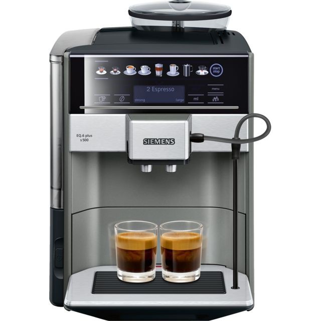 Siemens - Machine à café Expresso broyeur EQ.6 Plus S500 Inox - 19 Bars - TE655203RW  - Cafetière broyeur Expresso - Cafetière