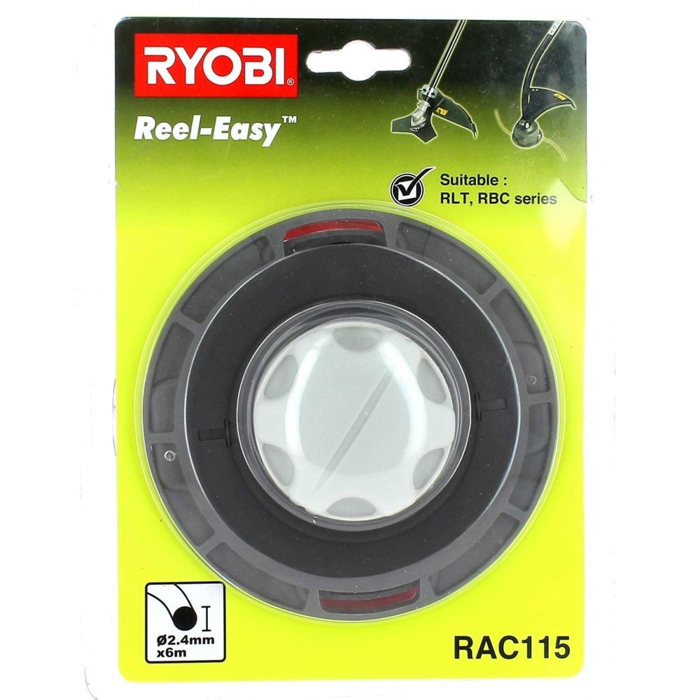 10 m fil Ø 2,4 mm Ryobi RAC115 Tête Reel-Easy pour coupe bordures 