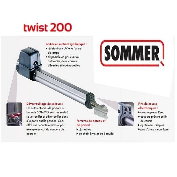 Sommer - Verin seul électromécanique SOMMER du TWIST 200 - Motorisation de portail