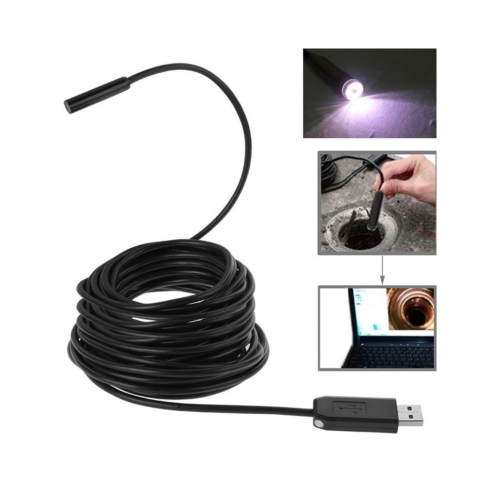 Wewoo Endoscope numérique noir Caméra d'inspection d'endoscope USB étanche avec 6 LED, Longueur: 15m, Diamètre de l'objectif: