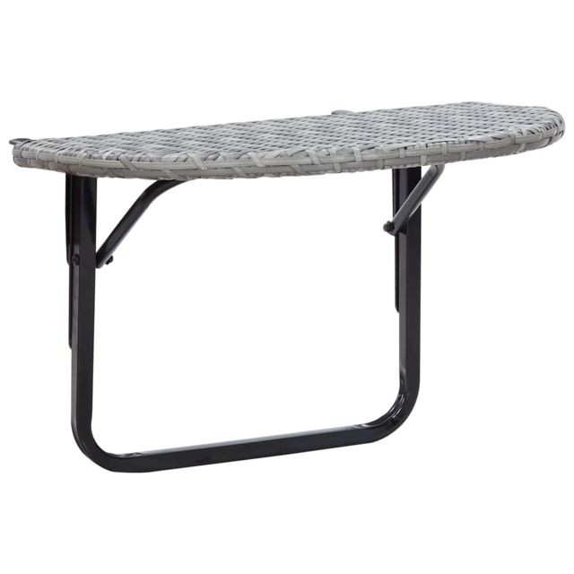 Vidaxl - vidaXL Table de balcon Gris 60x60x40 cm Résine tressée Vidaxl  - Vidaxl