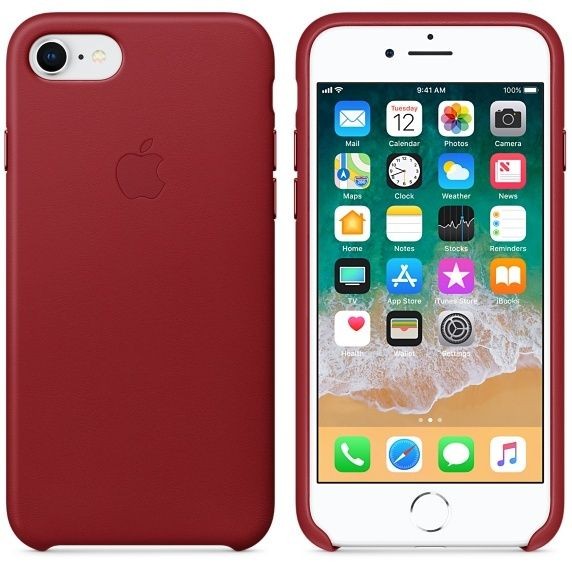 Coque, étui smartphone iPhone 8/7 Leather Case - (PRODUCT)RED