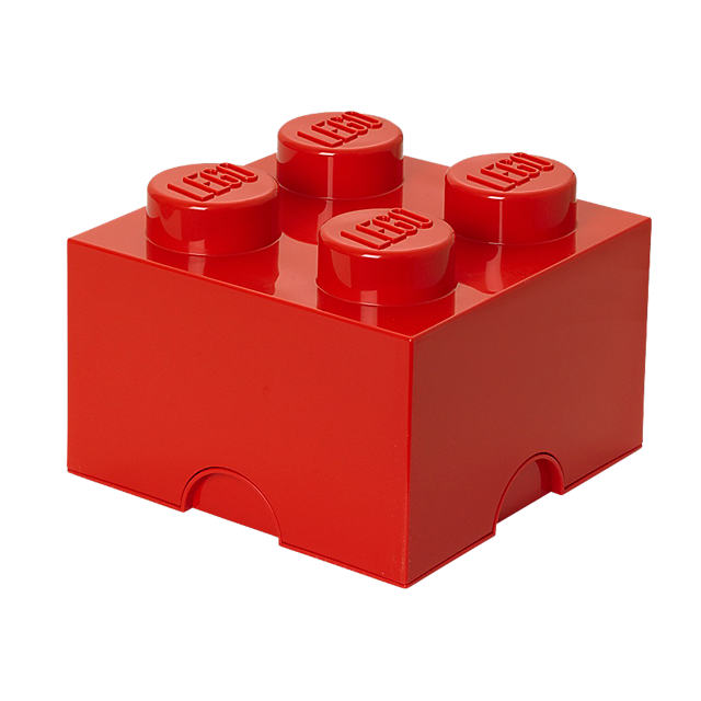Lego - Brique de rangement 4 tenons - Rouge - Boîte de rangement Lego