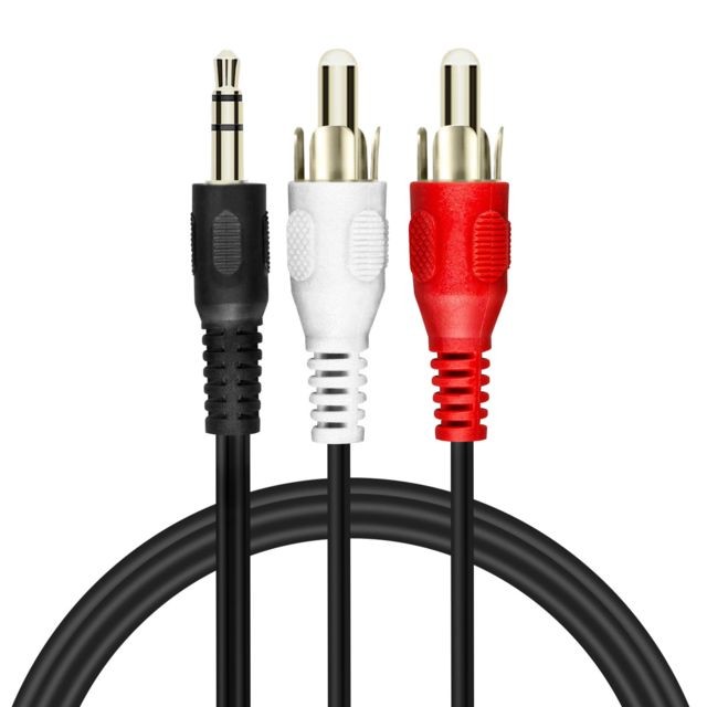Linq - Câble Audio Jack 3.5mm Mâle Vers 2x RCA Mâles 1.5m Son de Qualité LinQ Noir - Linq