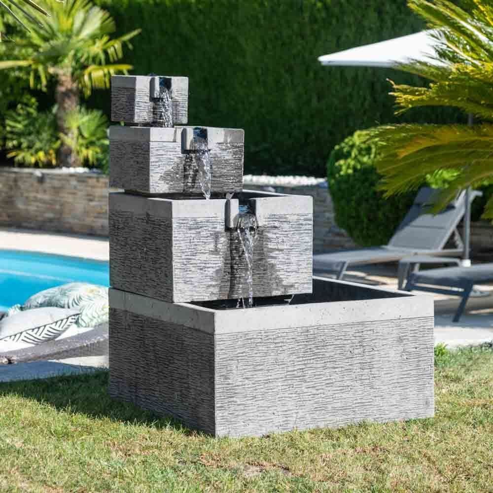 Wanda Collection Fontaine de jardin bassin carré 4 coupes noir gris