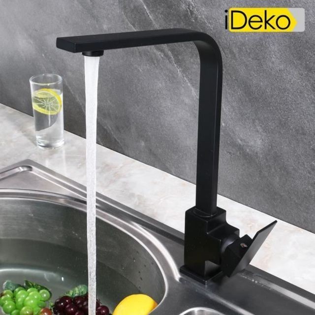 Ideko - iDeko® Robinet de cuine noir à 360 degrés mono famille standard Ideko  - Plomberie Cuisine