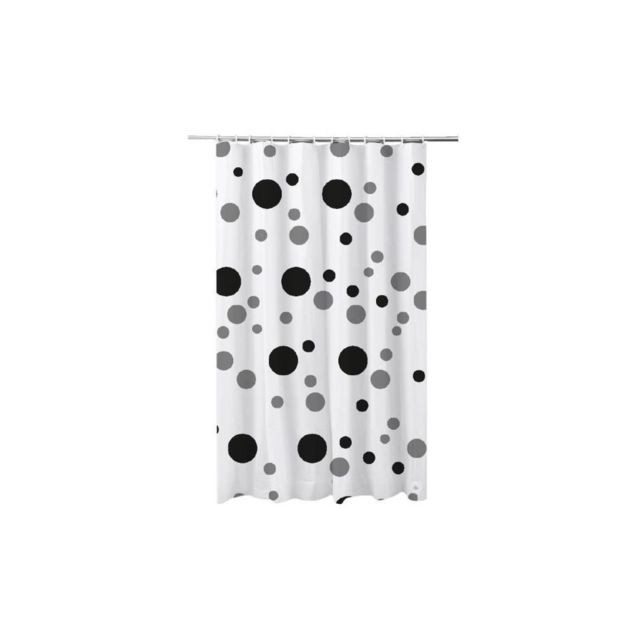 Frandis - FRANDIS Rideau de douche en PVC pois gris et noir - Frandis