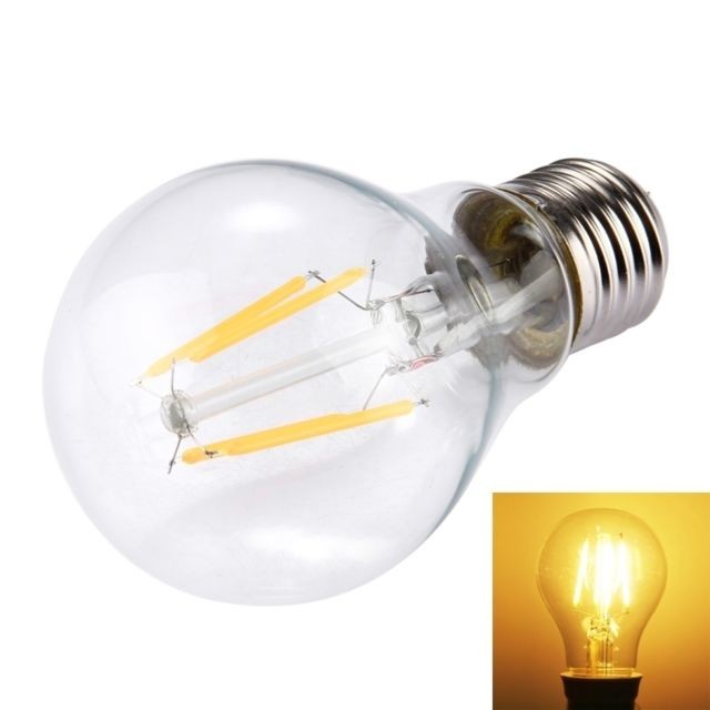 Ampoules LED Wewoo Ampoule blanc pour halls, AC 85-265V chaud A60 E27 4W 4 LEDs 320 LM rétro économie d'énergie à filament LED