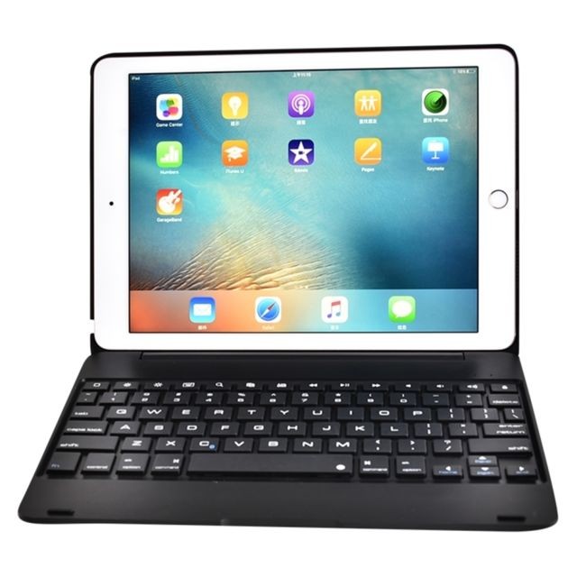 Wewoo - Clavier QWERTY Universel noir pour iPad 9.7 2018 et Air & Air 2 Pro 9.7 nouvel 9.7 pouces 2017 Ultra-mince ABS Flip Type de couverture Bluetooth Horizontal étui en cuir F19B - Clavier Sans fil