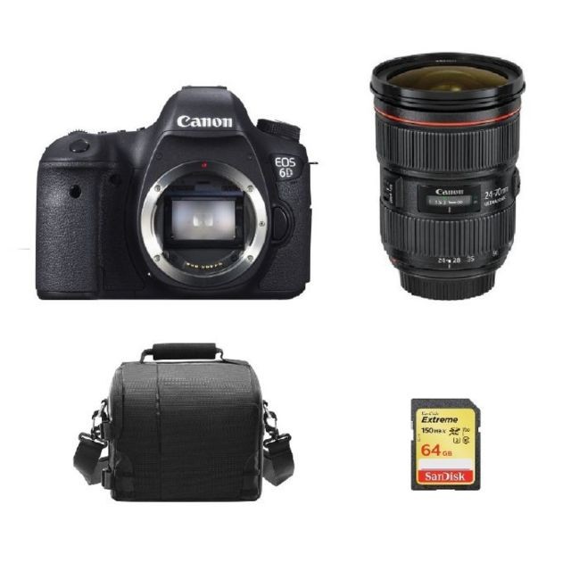 Canon - CANON EOS 6D + EF 24-70mm F2.8L II USM + 64GB SD card + camera Bag Canon  - Reflex Numérique