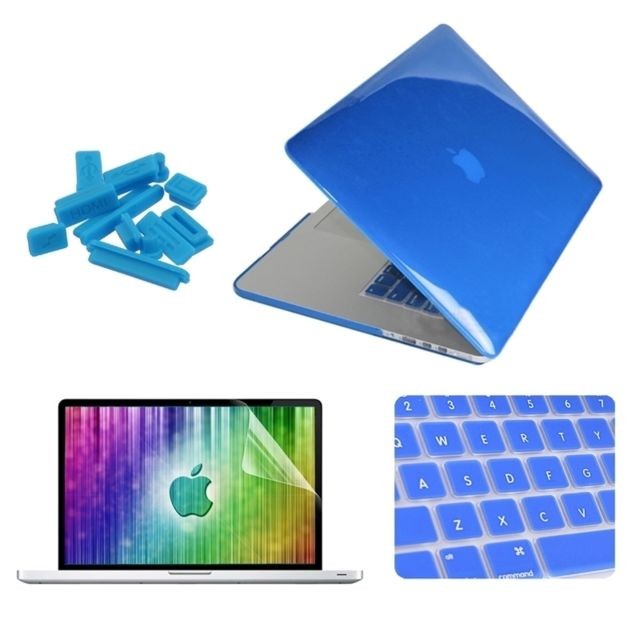 Wewoo - Housse Étui bleu foncé pour MacBook Pro Retina 13.3 pouces 4 en 1 cristal dur coque de protection en plastique avec protecteur d'écran et clavier de bouchons anti-poussière Wewoo  - Claviers pour tablette Accessoires et consommables