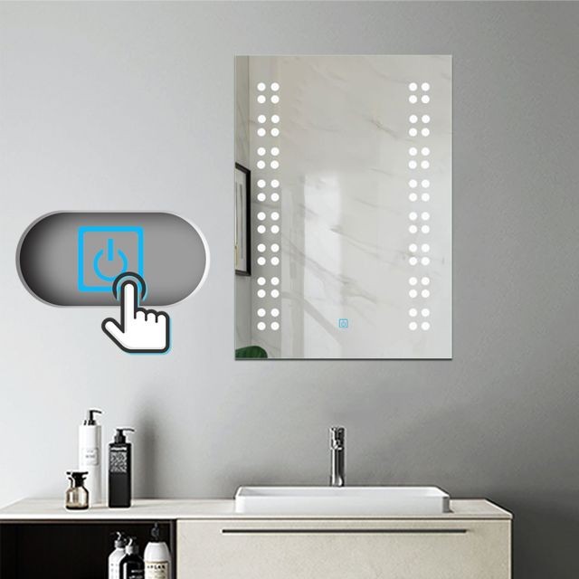 marque generique Miroir de salle de bain avec lumières Led 39x45cm (LxH)