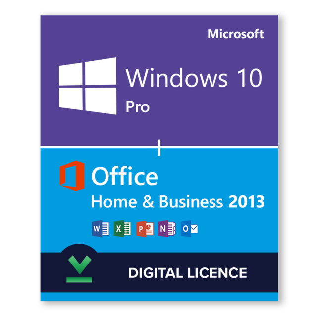 Bureautique / Productivité Microsoft Licence Windows 10 Pro + Microsoft Office 2013 Famille & Petite Entreprise - Logiciel en téléchargement