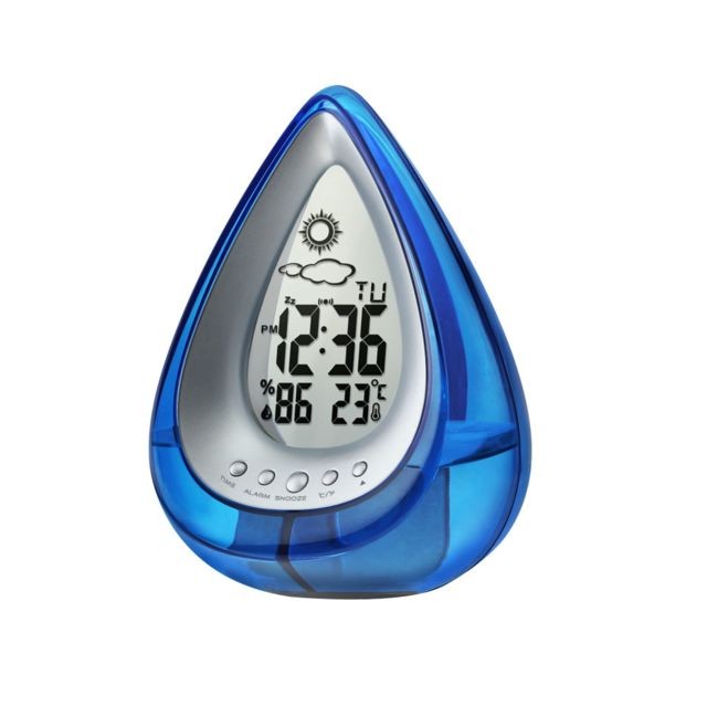 marque generique - LCD Numérique Alimenté Par Eau Alarme Station Météo Thermomètre Horloge Bleu marque generique  - Réveil
