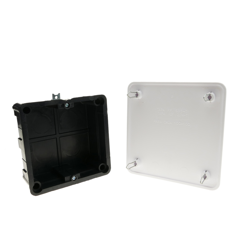 BeMatik AE055-VCES AE055 Boîte à encastrer carrée pour Murs Creux 100 x 100 x 48 mm Noir 