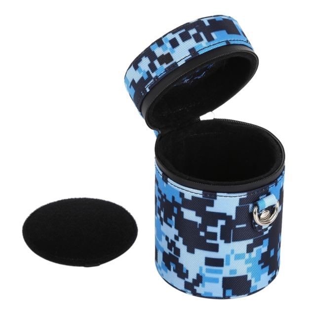 Tous nos autres accessoires Housse Étui à lentilles de couleur camouflage avec à glissière en tissu pour objectif d'appareil photo reflex numérique, taille: 11x8x8cm (bleu)