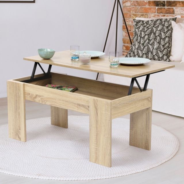 Idmarket - Table basse avec plateau relevable bois imitation hêtre - Idmarket