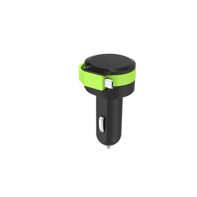 We - WE Chargeur Allume Cigare Double Recharge avec câble Micro USB intégré - Chargeur Voiture - Noir Vert We - Chargeur iPhone Accessoires et consommables