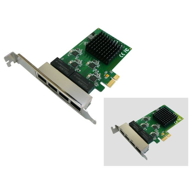 Carte Contrôleur USB Kalea-Informatique Carte PCI Express (PCIE) 4 ports RJ45 Gigabit Ethernet 10 100 1000 Mbps - Quadruple Chipset REALTEK RTL8111