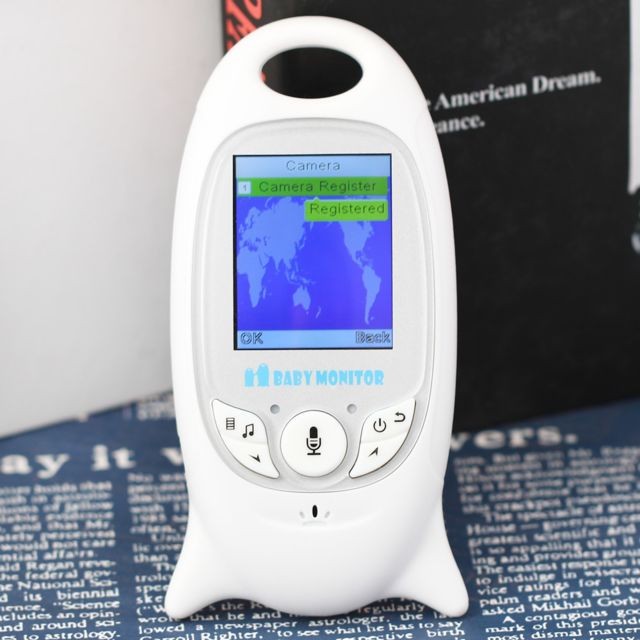 marque generique Moniteur pour bébé Vidéo VB601  2.4 GHz avec affichage de la température de la musique de vision nocturne, Blanc