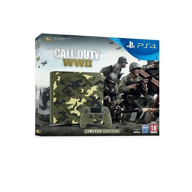 Console PS4 Sony PS4 1 To E Camo Design + Call of Duty : World War II + Qui es-tu ? (voucher)
