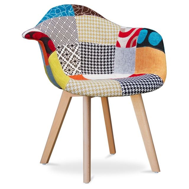 Iconik Interior - Chaise à Manger Dominic Style Scandinave Premium Design - Patchwork  Patty Multicolore Iconik Interior  - Chaise scandinave Chaises