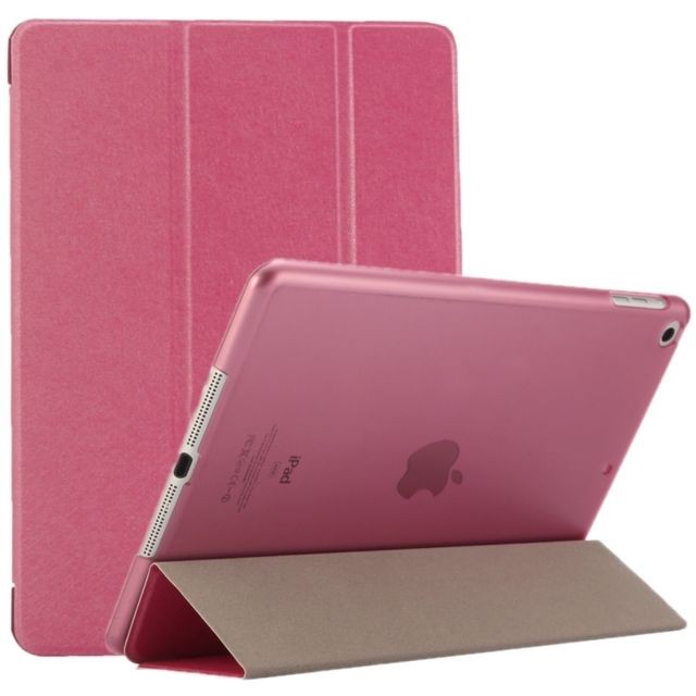 Coque, étui smartphone Wewoo Smart Cover Magenta pour iPad 9.7 pouces 2017 et Air Silk Texture horizontale Flip étui en cuir avec trois-pliage titulaire