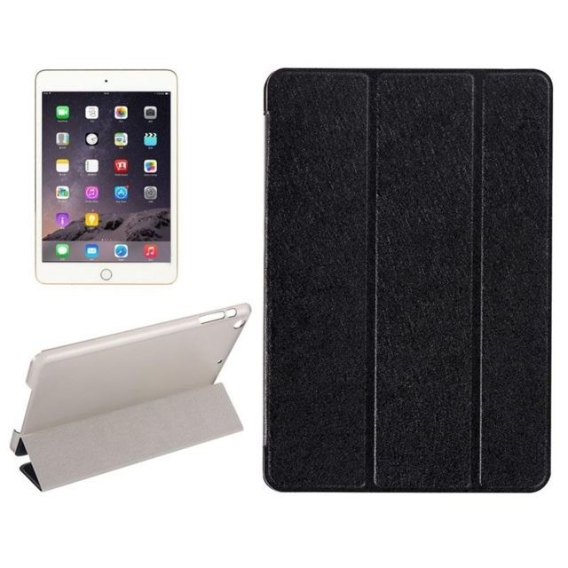 Wewoo - Smart Cover noir pour iPad mini 4 Silk Texture Housse en cuir Flip horizontale avec support à trois plis Wewoo  - Smart cover ipad mini