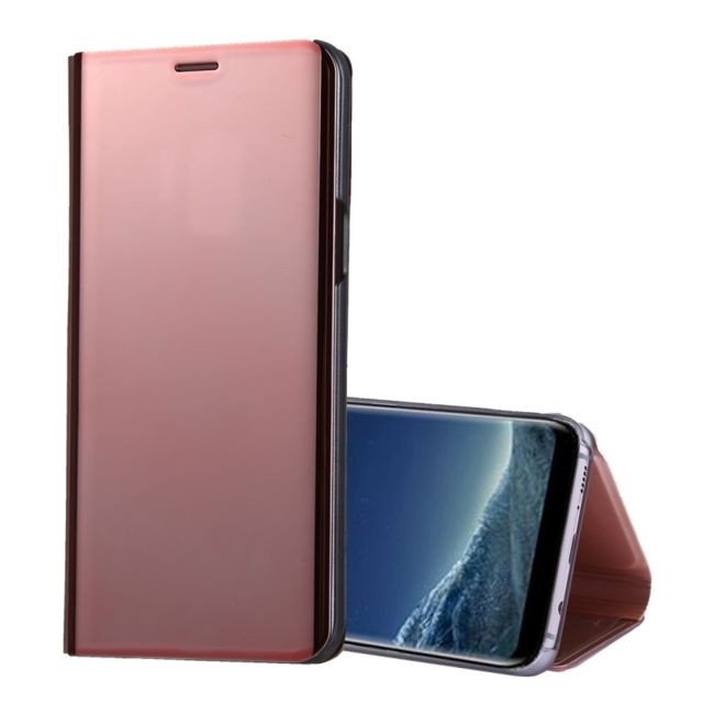 Coque, étui smartphone Wewoo Housse Étui or rose pour Samsung Galaxy S9 + PU galvanoplastie miroir horizontal en cuir avec support