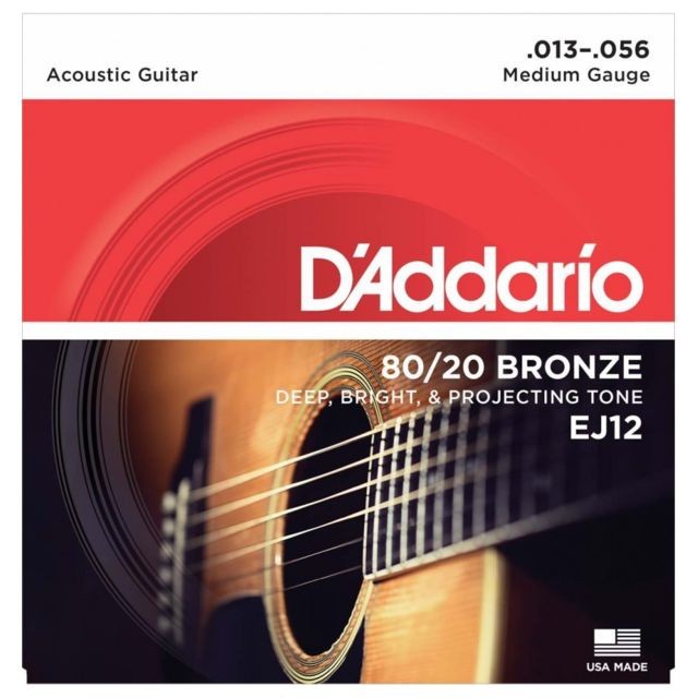 D'Addario - Jeu de cordes guitare acoustique D'Addario EJ12 medium 80/20 Bronze D'Addario  - D'Addario