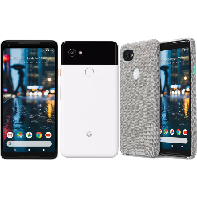 Smartphone Android GOOGLE Pixel 2 XL Blanc + Cover tissu